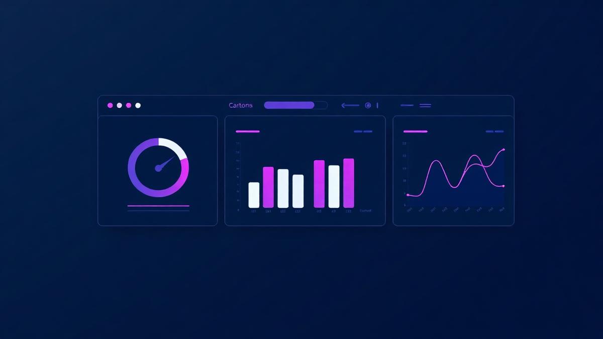 Ilustração de painel de monitoramento com gráficos e indicadores